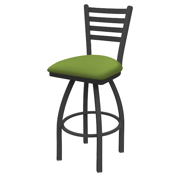 25" Swivel Counter Stool, Pewter Finish, Canter Kiwi Green Seat